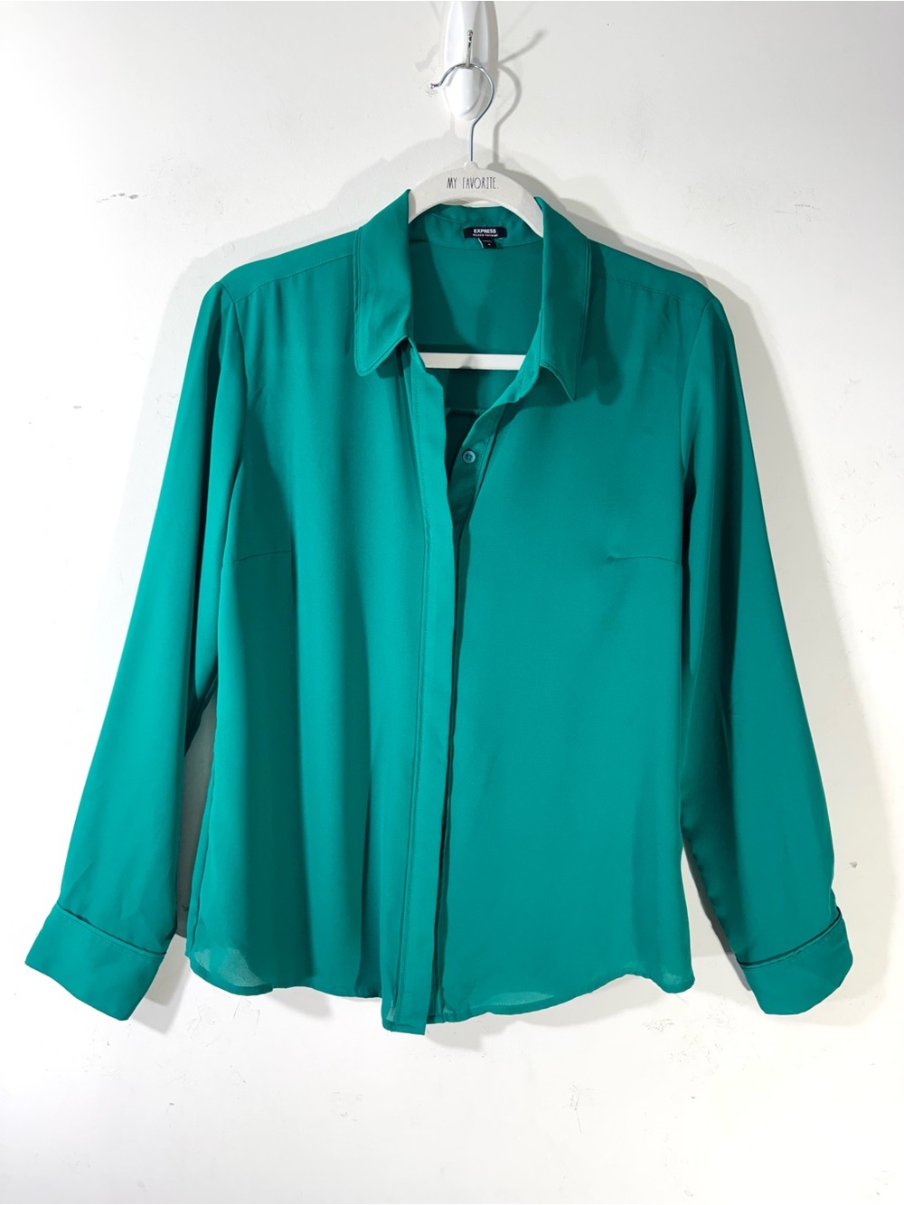Express Green Relaxed Portofino Shirt Medium Long sleeve